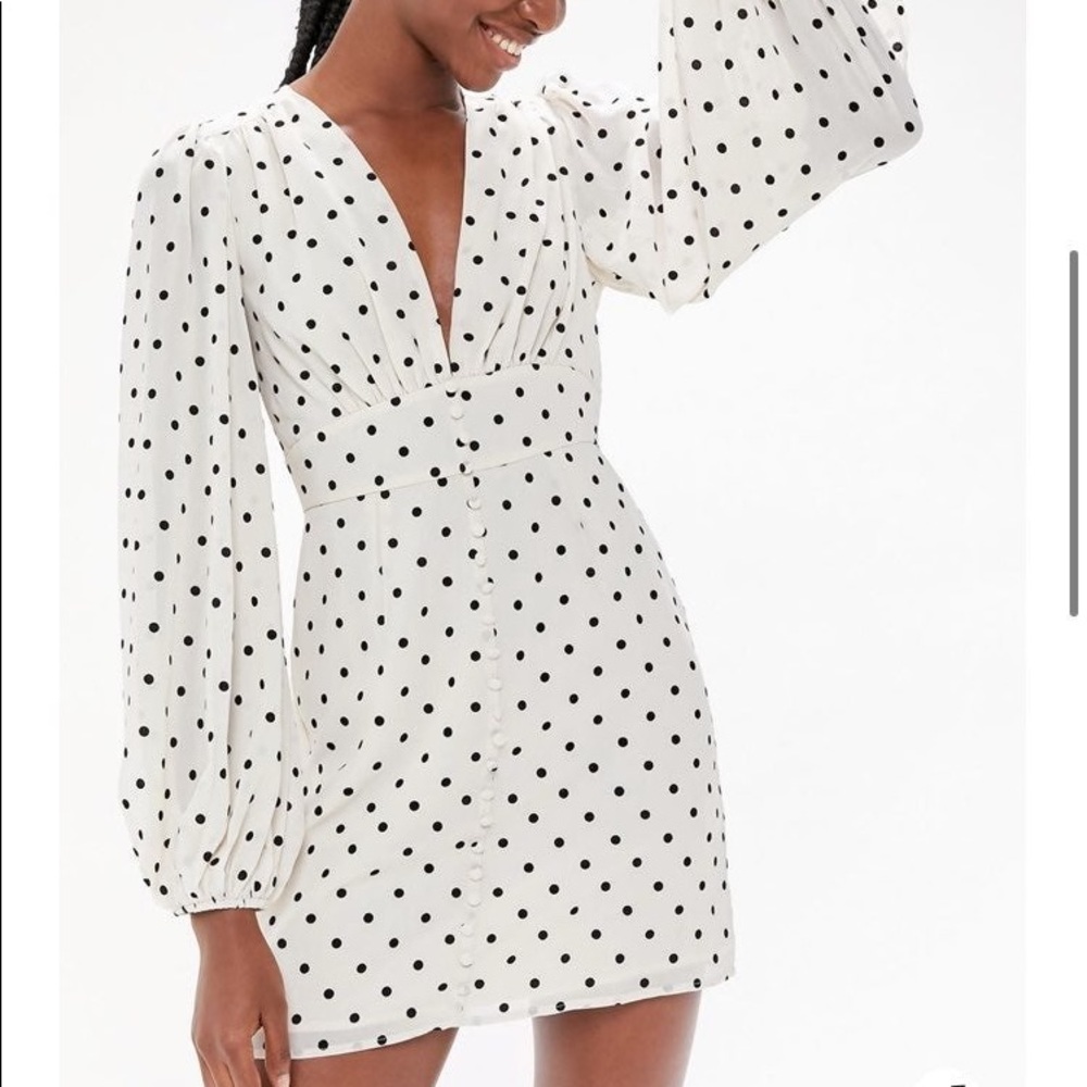 Urban Outfitters White Polka Dot Long Sleeve Dress